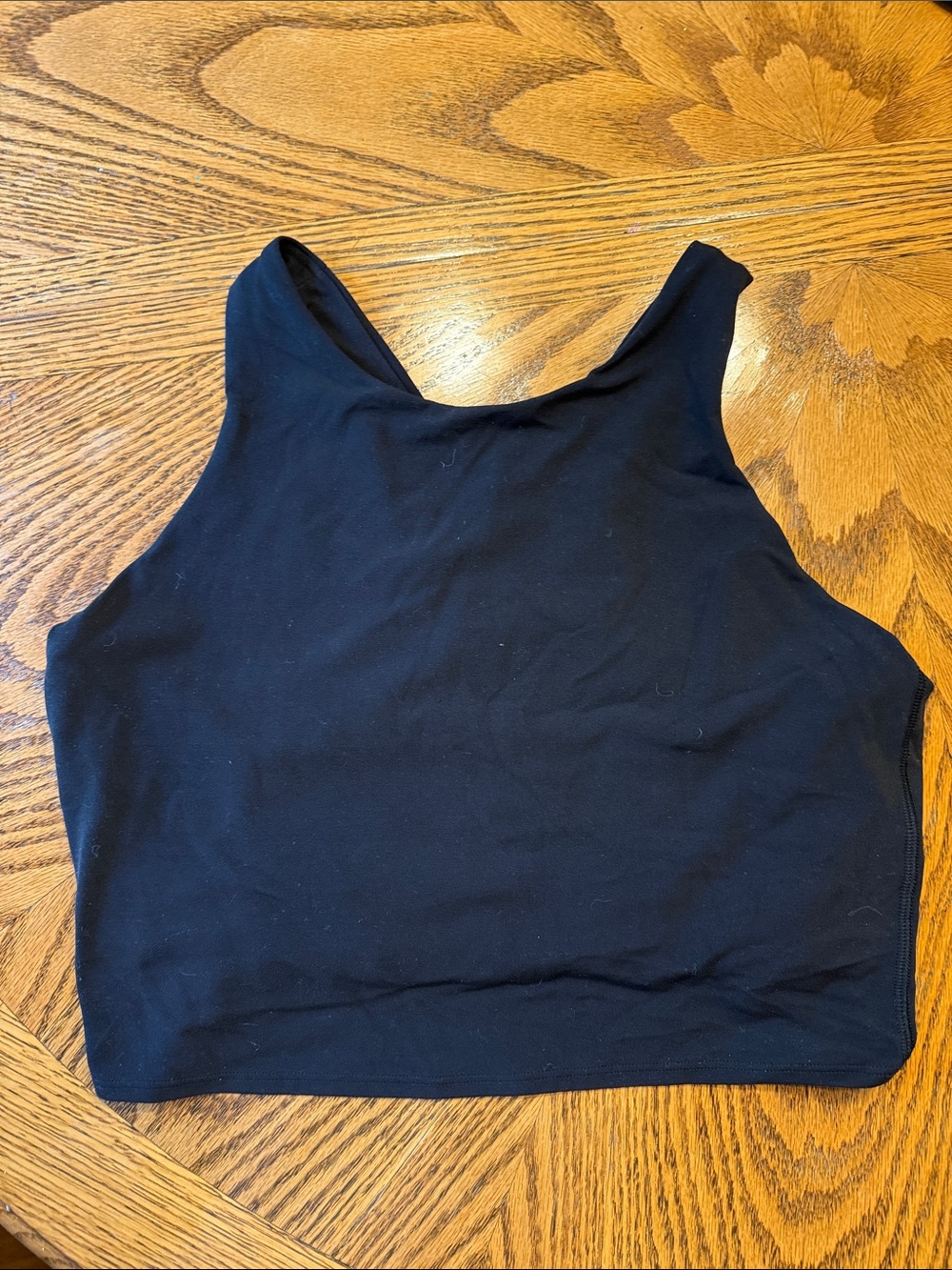 Athleta Black Women's High Neck Crop Tank Top with built in bra